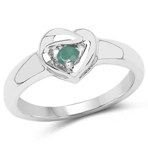 Emerald-0.10 Carat Genuine Emerald .925 Sterling Silver Ring
