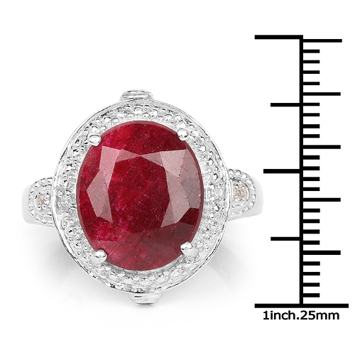 8.64 Carat Dyed Ruby & White Topaz .925 Sterling Silver Ring
