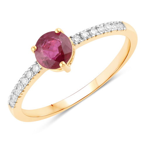 Ruby-0.67 Carat Genuine Ruby and White Diamond 14K Yellow Gold Ring
