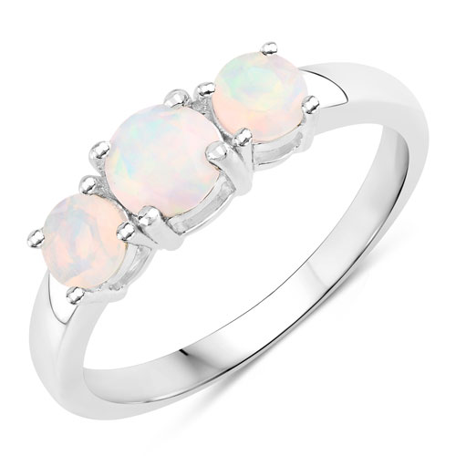 Opal-0.57 Carat Genuine Ethiopian Opal .925 Sterling Silver Ring