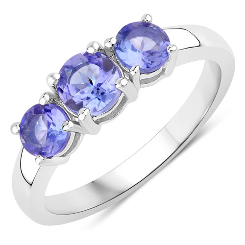 Tanzanite-0.93 Carat Genuine Tanzanite .925 Sterling Silver Ring