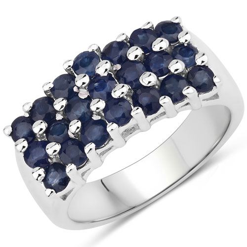 Sapphire-1.51 Carat Genuine Blue Sapphire .925 Sterling Silver Ring