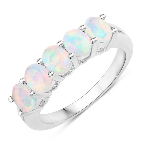 Opal-1.10 Carat Genuine Ethiopian Opal .925 Sterling Silver Ring