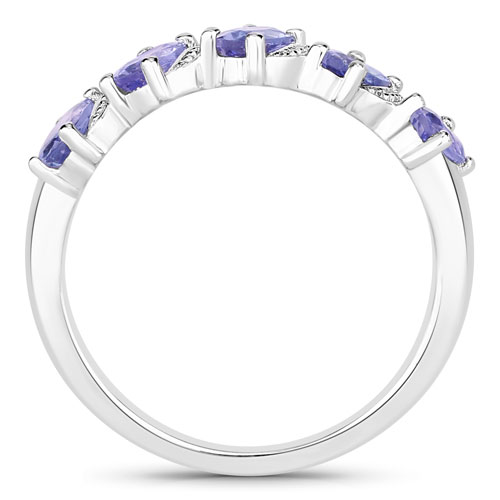 1.04 Carat Genuine Tanzanite .925 Sterling Silver Ring