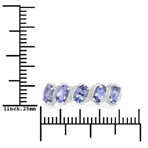 1.04 Carat Genuine Tanzanite .925 Sterling Silver Ring