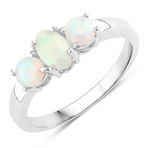 Opal-0.54 Carat Genuine Ethiopian Opal .925 Sterling Silver Ring