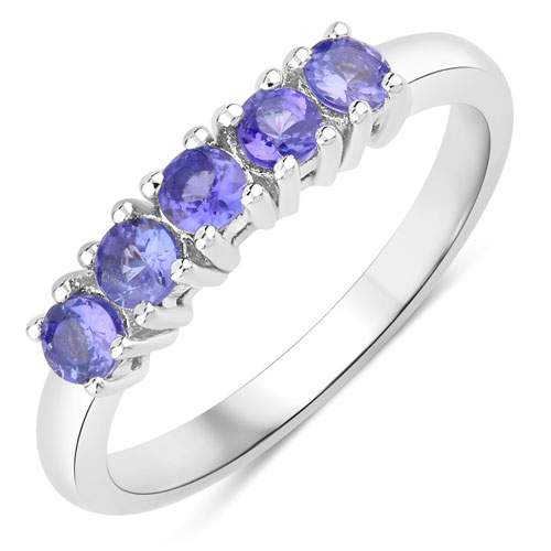 Tanzanite-0.50 Carat Genuine Tanzanite .925 Sterling Silver Ring