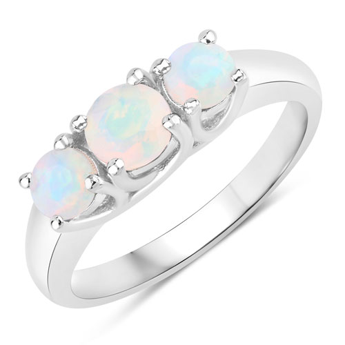 Opal-0.57 Carat Genuine Ethiopian Opal .925 Sterling Silver Ring