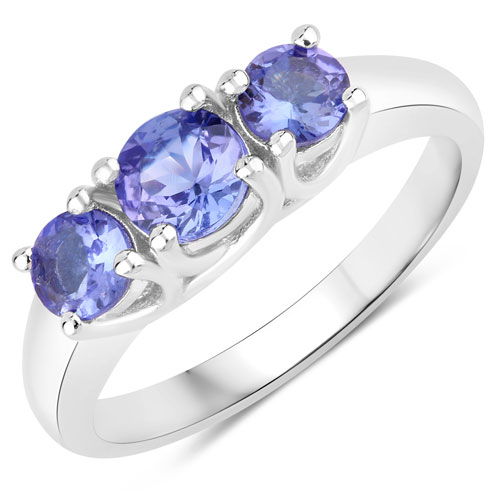 Tanzanite-0.93 Carat Genuine Tanzanite .925 Sterling Silver Ring