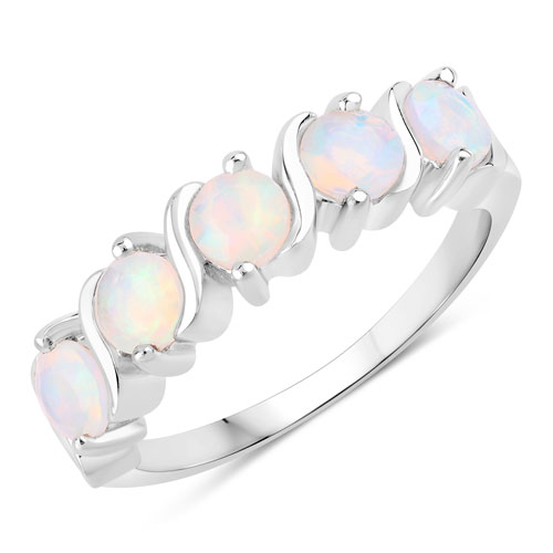 Opal-0.75 Carat Genuine Ethiopian Opal .925 Sterling Silver Ring