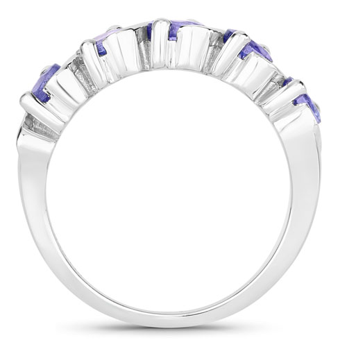 1.15 Carat Genuine Tanzanite .925 Sterling Silver Ring