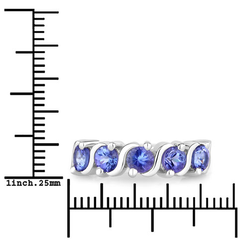 1.15 Carat Genuine Tanzanite .925 Sterling Silver Ring