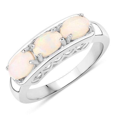 Opal-0.72 Carat Genuine Ethiopian Opal .925 Sterling Silver Ring