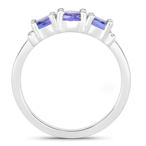 1.01 Carat Genuine Tanzanite .925 Sterling Silver Ring