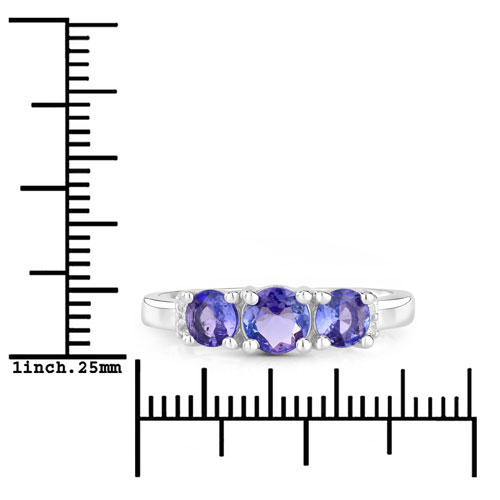 1.01 Carat Genuine Tanzanite .925 Sterling Silver Ring