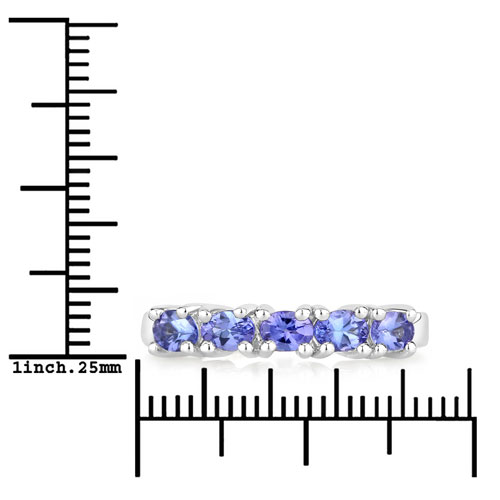 0.85 Carat Genuine Tanzanite .925 Sterling Silver Ring