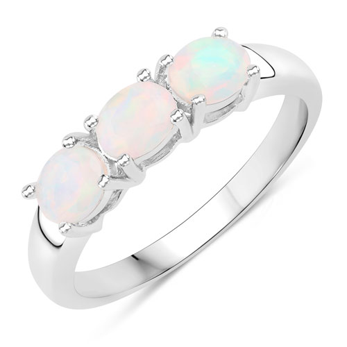 Opal-0.66 Carat Genuine Ethiopian Opal .925 Sterling Silver Ring