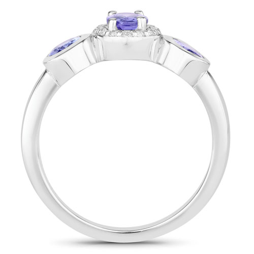 1.26 Carat Genuine Tanzanite .925 Sterling Silver Ring