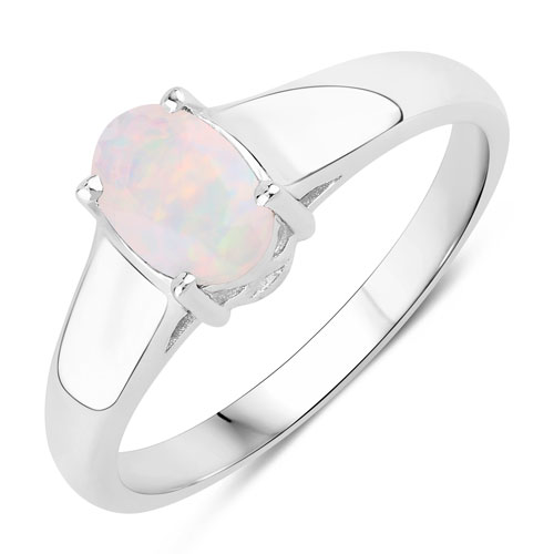 Opal-0.37 Carat Genuine Ethiopian Opal .925 Sterling Silver Ring