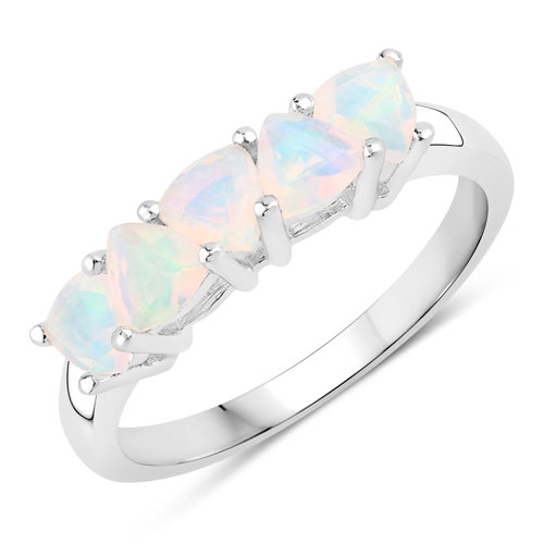 Opal-0.90 Carat Genuine Ethiopian Opal .925 Sterling Silver Ring
