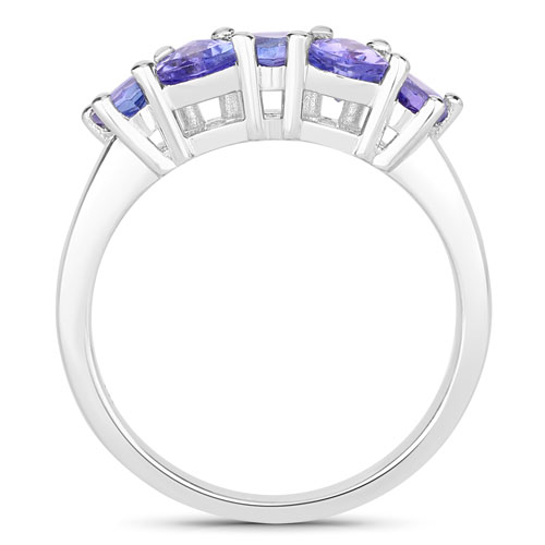 1.15 Carat Genuine Tanzanite .925 Sterling Silver Ring