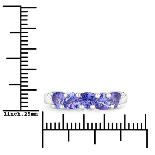 1.15 Carat Genuine Tanzanite .925 Sterling Silver Ring