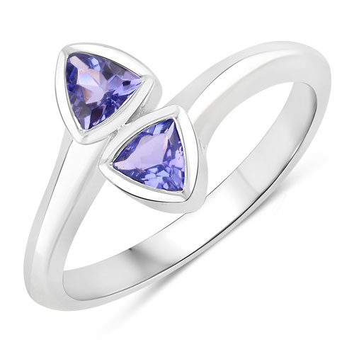 Tanzanite-0.46 Carat Genuine Tanzanite .925 Sterling Silver Ring