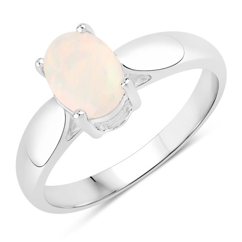 Opal-0.65 Carat Genuine Ethiopian Opal .925 Sterling Silver Ring