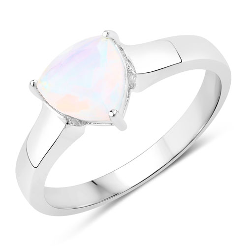Opal-0.60 Carat Genuine Ethiopian Opal .925 Sterling Silver Ring