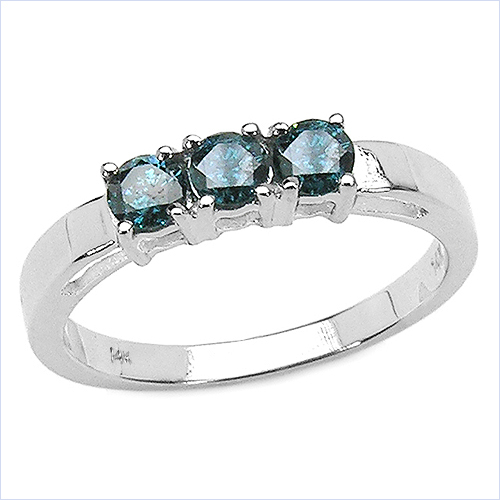 0.54 Carat Genuine Blue Diamond 14K White Gold Ring