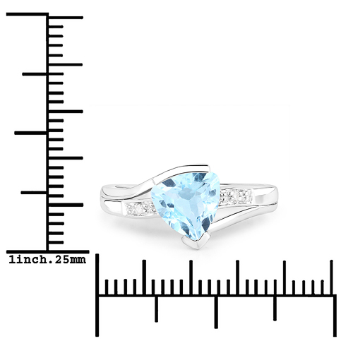 2.01 Carat Genuine Blue Topaz and White Diamond .925 Sterling Silver Ring