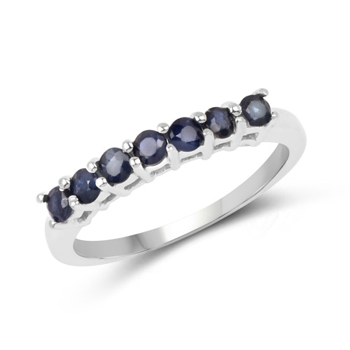 0.70 Carat Genuine Blue Sapphire .925 Sterling Silver Ring