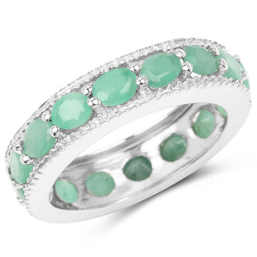 Emerald-2.24 Carat Genuine Emerald .925 Sterling Silver Ring