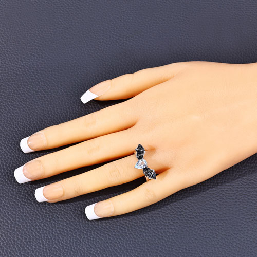 1.08 Carat Genuine Blue Topaz and Black Spinel .925 Sterling Silver Ring