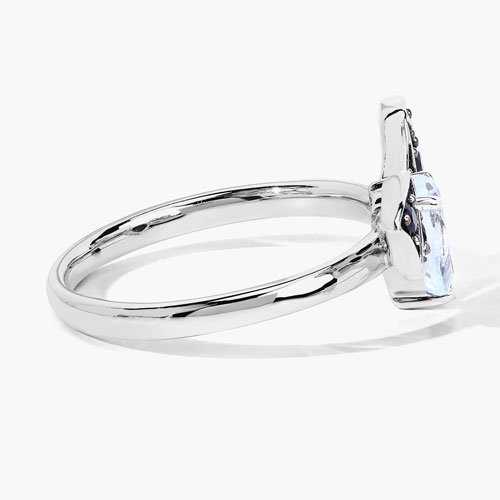 1.08 Carat Genuine Blue Topaz and Black Spinel .925 Sterling Silver Ring