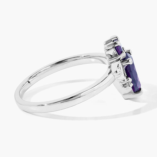 1.17 Carat Genuine Amethyst and White Topaz .925 Sterling Silver Ring