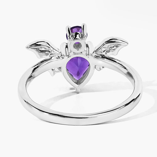 1.17 Carat Genuine Amethyst and White Topaz .925 Sterling Silver Ring
