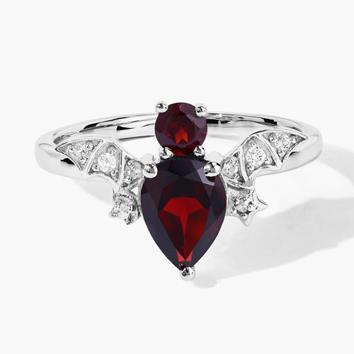 1.49 Carat Genuine Garnet and White Topaz .925 Sterling Silver Ring