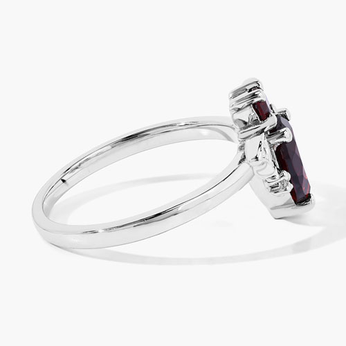 1.49 Carat Genuine Garnet and White Topaz .925 Sterling Silver Ring