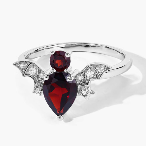 1.49 Carat Genuine Garnet and White Topaz .925 Sterling Silver Ring