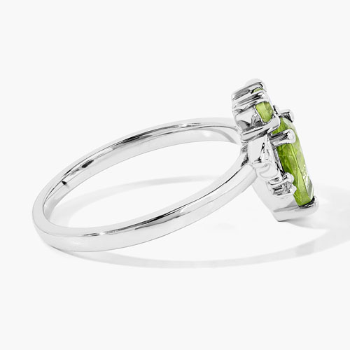 1.07 Carat Genuine Peridot and White Topaz .925 Sterling Silver Ring