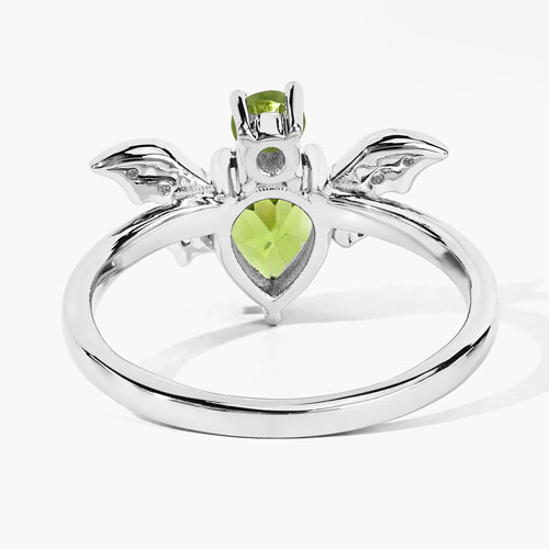 1.07 Carat Genuine Peridot and White Topaz .925 Sterling Silver Ring