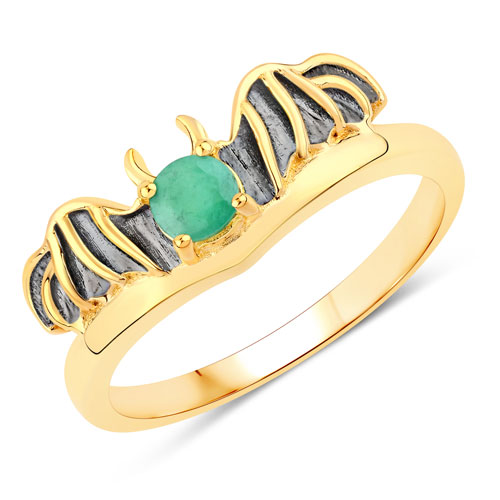 Emerald-0.23 Carat Genuine Emerald .925 Sterling Silver Ring