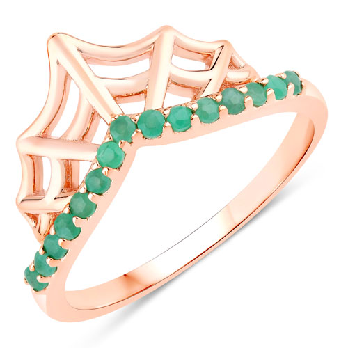 Emerald-0.26 Carat Genuine Emerald .925 Sterling Silver Ring