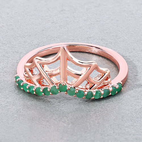 0.26 Carat Genuine Emerald .925 Sterling Silver Ring