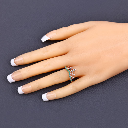 0.26 Carat Genuine Emerald .925 Sterling Silver Ring