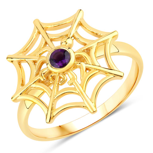 Amethyst-0.10 Carat Genuine Amethyst .925 Sterling Silver Ring