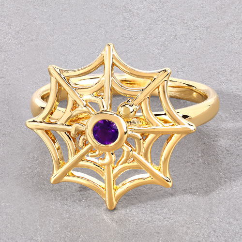 0.10 Carat Genuine Amethyst .925 Sterling Silver Ring