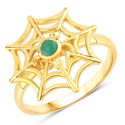 Emerald-0.10 Carat Genuine Emerald .925 Sterling Silver Ring