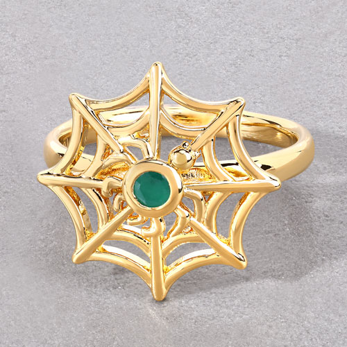 0.10 Carat Genuine Emerald .925 Sterling Silver Ring